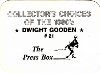 1987 The Press Box Collector's Choices of the 1980's (unlicensed) #21 Dwight Gooden Back