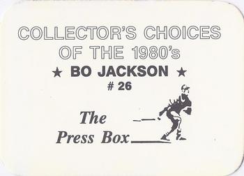 1987 The Press Box Collector's Choices of the 1980's (unlicensed) #26 Bo Jackson Back