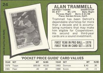 1991 SCD Baseball Card Price Guide Monthly #24 Alan Trammell Back