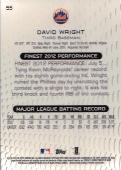 2013 Finest #55 David Wright Back