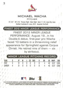 2013 Finest #3 Michael Wacha Back