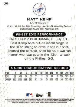 2013 Finest #25 Matt Kemp Back