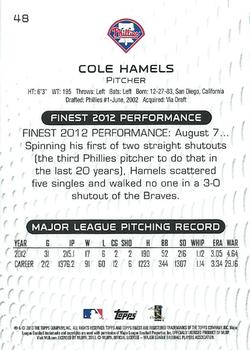 2013 Finest #48 Cole Hamels Back