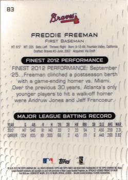 2013 Finest #83 Freddie Freeman Back