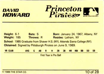 1989 Star Princeton Pirates #10 David Howard Back