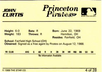 1989 Star Princeton Pirates #4 John Curtis Back