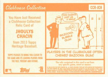 2013 Topps Heritage - Clubhouse Collection Relics #CCR-JCH Jhoulys Chacin Back