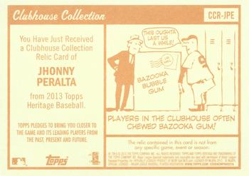 2013 Topps Heritage - Clubhouse Collection Relics #CCR-JPE Jhonny Peralta Back