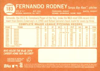 2013 Topps Heritage - Mini #183 Fernando Rodney Back
