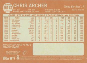2013 Topps Heritage - Real One Autographs #ROA-CA Chris Archer Back