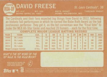 2013 Topps Heritage - Real One Autographs #ROA-DF David Freese Back