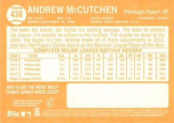 2013 Topps Heritage - Red Border #438 Andrew McCutchen Back