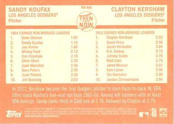 2013 Topps Heritage - Then and Now #TN-KK Sandy Koufax / Clayton Kershaw Back