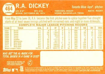2013 Topps Heritage - Blue Border #464 R.A. Dickey Back