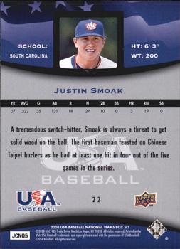 2008 Upper Deck USA Baseball Box Set #22 Justin Smoak Back