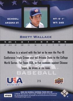 2008 Upper Deck USA Baseball Box Set #25 Brett Wallace Back
