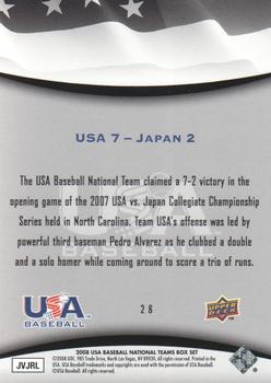 2008 Upper Deck USA Baseball Box Set #28 Game #1 Back