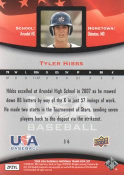 2008 Upper Deck USA Baseball Box Set #36 Tyler Hibbs Back