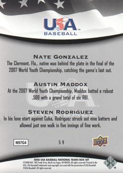 2008 Upper Deck USA Baseball Box Set #59 Nate Gonzalez / Austin Maddox / Steven Rodriguez Back