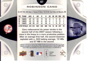 2008 SPx #67 Robinson Cano Back