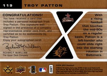 2008 SPx #119 Troy Patton Back