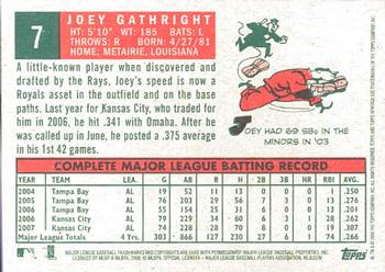 2008 Topps Heritage #7 Joey Gathright Back
