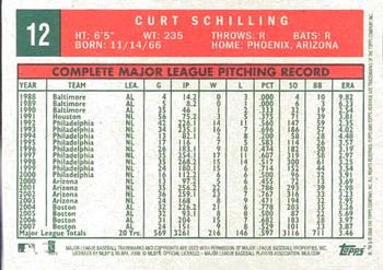 2008 Topps Heritage #12 Curt Schilling Back
