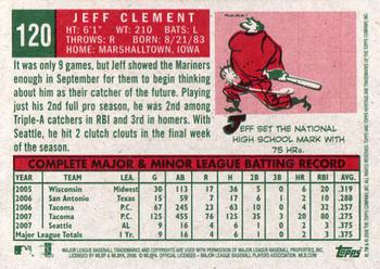 2008 Topps Heritage #120 Jeff Clement Back