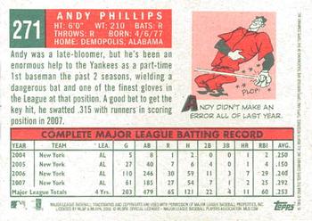 2008 Topps Heritage #271 Andy Phillips Back