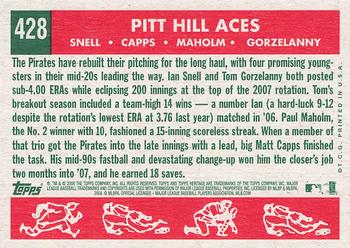 2008 Topps Heritage #428 Pitt Hill Aces (Ian Snell / Matt Capps / Tom Gorzelanny / Paul Maholm) Back