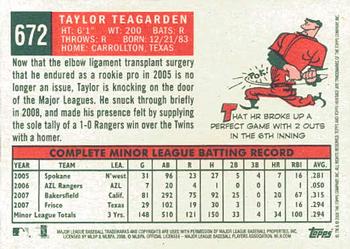2008 Topps Heritage #672 Taylor Teagarden Back