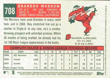 2008 Topps Heritage #708 Brandon Morrow Back
