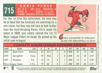 2008 Topps Heritage #715 Chris Perez Back