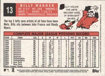2008 Topps Heritage #13 Billy Wagner Back