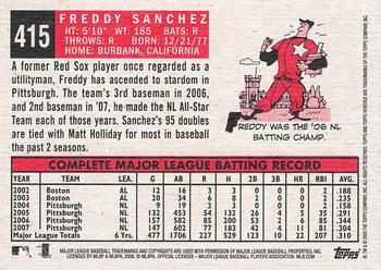 2008 Topps Heritage #415 Freddy Sanchez Back