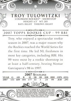 2008 Topps Moments & Milestones #9-40 Troy Tulowitzki Back