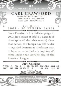 2008 Topps Moments & Milestones #47-19 Carl Crawford Back