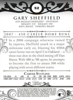 2008 Topps Moments & Milestones #52-187 Gary Sheffield Back
