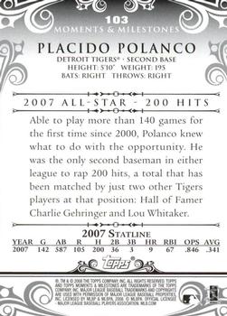 2008 Topps Moments & Milestones #103-78 Placido Polanco Back