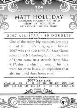 2008 Topps Moments & Milestones #124-18 Matt Holliday Back