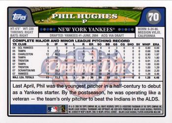 2008 Topps Opening Day #70 Phil Hughes Back