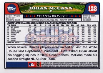 2008 Topps Opening Day #128 Brian McCann Back