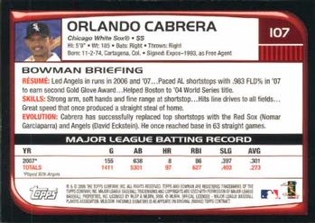 2008 Bowman #107 Orlando Cabrera Back