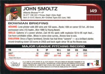 2008 Bowman #149 John Smoltz Back
