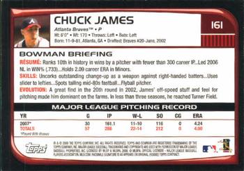2008 Bowman #161 Chuck James Back