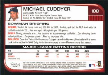 2008 Bowman #188 Michael Cuddyer Back