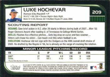 2008 Bowman #209 Luke Hochevar Back