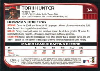 2008 Bowman #34 Torii Hunter Back