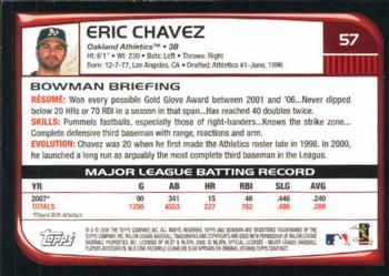 2008 Bowman #57 Eric Chavez Back