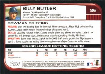 2008 Bowman #86 Billy Butler Back